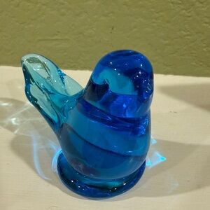 Sweet Vintage 1986 Signed Leo Ward Handblown Glass Bluebird of Happiness